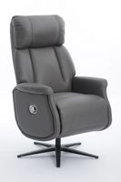 Relaxsessel mit Liegefunktion Lederoptik & schwarze Füße, ca. 75 x 83 x 115 cm - Dunkelgrau