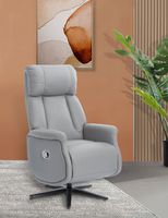Relaxsessel mit Liegefunktion Lederoptik & schwarze Füße, ca. 75 x 83 x 115 cm - Hellgrau