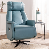 Verstellbarer Fernsehsessel mit Dreh- und Relaxfunktion, ca. 75 x 83 x 115 cm - Hellblau