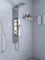 Luxus Edelstahl Duschpaneel 140x20x46 cm Regenwasserdusche Tropenbrause Massagefunktion Handbrause Easy Clean Oberfläche leichte Montage