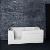 Seniorenbadewanne 150x75 cm Sitz- und Whirlpool mit Massagedüsen integrierte Tür für leichten Einstieg pflegeleichte Oberfläche
