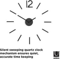 Umbra BLINK DIY Quarz Wanduhr ohne Rahmen als Wanddekoration aus Metall mit Ziffern zum Aufkleben
