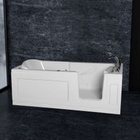 Seniorenbadewanne 170x75 cm Sitz- und Whirlpool mit Massagedüsen integrierte Tür für leichten Einstieg pflegeleichte Oberfläche