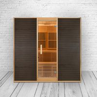 Infrarotsauna 160x210x200 cm für 6 Personen Saunaofen aus kanadisches Hemlock-Tannenholz Thermometer Schöpfkelle Saunasteine