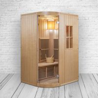 Infrarotsauna 125x110x190 cm für 2 Personen kombiniert mit Saunaofen aus kanadischem Hemlockholz energiesparend Saunasteine