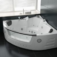 Whirlpool 140x140 cm Wasserfall Heizung Lichttherapie Soundsystem Reinigungsprogramm Bluetooth-Soundsystem