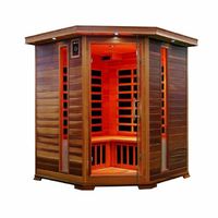 Infrarotkabine 150x150x80x95x80 cm aus kanadischem Tannenholz Bluetooth-Soundsystem Lichttherapie in 4 Farben digitale Steuerung