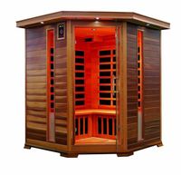 Infrarotkabine 150x150x80x95x80 cm aus kanadischem Tannenholz Bluetooth-Soundsystem Lichttherapie in 4 Farben digitale Steuerung