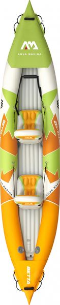 Aqua Marina Kajak 412x83 cm für 2 Personen mit Luftsitz verstellbarer Lehne Transporttasche Reparaturset Handpumpe strapazierfähig Grün/Weiß/Orange