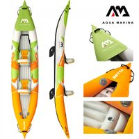Aqua Marina Kajak 412x83 cm für 2 Personen mit Luftsitz verstellbarer Lehne Transporttasche Reparaturset Handpumpe strapazierfähig Grün/Weiß/Orange