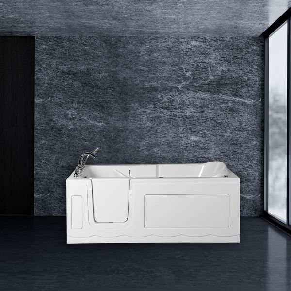 Seniorenbadewanne 170x75 cm Sitz- und Whirlpool mit Massagedüsen integrierte Tür für leichten Einstieg pflegeleichte Oberfläche