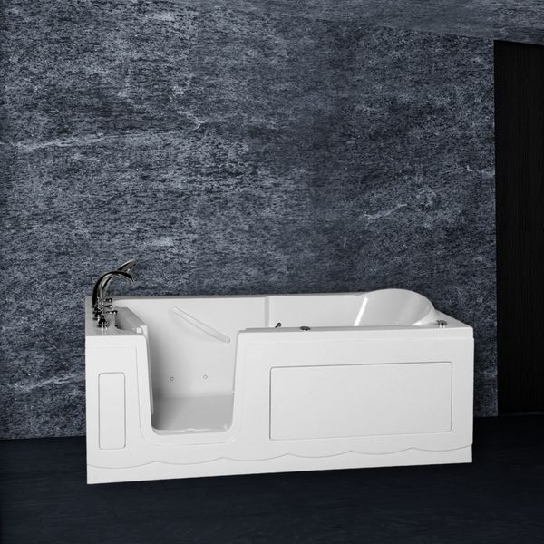 Seniorenbadewanne 170x75 cm Sitz- und Whirlpool mit Massagedüsen integrierte Tür für leichten Einstieg pflegeleichte Oberfläche