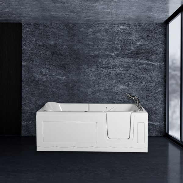 Seniorenbadewanne 150x75 cm Sitz- und Whirlpool mit Massagedüsen integrierte Tür für leichten Einstieg pflegeleichte Oberfläche