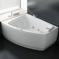 Whirlpool 180x140 cm Reinigungsprogramm & Lichttherapie modernes Design Wasserfall 12 Hydrojets Bluetooth-fähiges Soundsystem