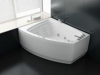 Whirlpool 180x140 cm modernes Design, Wasserfall, Bluetooth, Licht, Reinigung