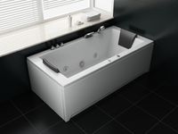 Whirlpool 182x90cm Reinigungsprogramm & Lichttherapie elegantes Design Wasserfall 12 Hydrojets