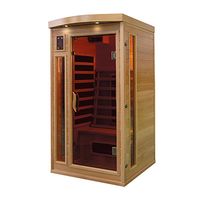 Infrarotkabine 90x90x190 cm aus Pacific Coast Hemlock-Holz Bluetooth-Soundsystem Timer Lichttherapie in 4 Farben digitale Steuerung