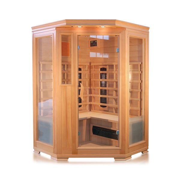 Infrarotkabine 120x120x190 cm aus kanadischem Hemlock-Holz Bluetooth-Soundsystem Timer Lichttherapie in 4 Farben digitale Steuerung