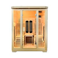 Infrarotkabine für 2 Personen 150x150x190 cm Hemlock-Tanne Tiefenwärmestrahler Bluetooth Soundsystem Farblichttherapie Timer Ozonreinigung