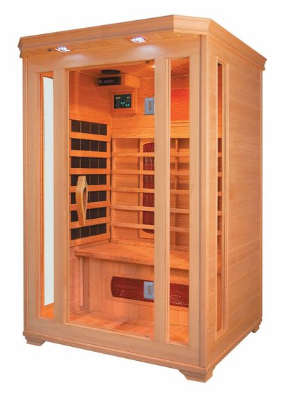 Infrarotkabine 120x105x190 cm aus kanadischem Hemlock-Holz Bluetooth-Soundsystem Timer Lichttherapie in 4 Farben digitale Steuerung