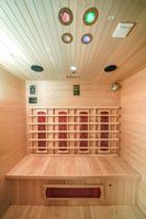 Infrarotkabine 175x120x190 cm aus kanadischem Hemlock-Holz Bluetooth-Soundsystem Timer Lichttherapie in 4 Farben digitale Steuerung