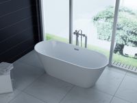 freistehende Luxus Acryl-Badewanne 170x80 cm elegant inkl. Siphon Überlaufschutz leicht zu pflegende Oberfläche extra starker Rahmen Weiß