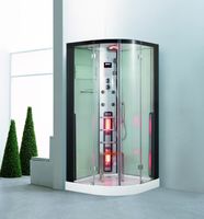 2in1 Dampfdusche & Infrarotsauna 100x100x215 cm Aluminiumrahmen kompl. Zubehör Tropenbrause Sitzfläche Radio Massagefunktion Schwarz/Weiß