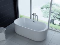freistehende Luxus Acryl-Badewanne 170x80 cm elegant inkl. Siphon Überlaufschutz leicht zu pflegende Oberfläche extra starker Rahmen Weiß