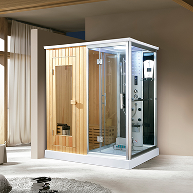 finnische Sauna und Dampfdusche 170x120 cm mit Aluminiumrahmen komplettem Zubehör Tropenbrause Sitzfläche Radio Fußmassage Rückenmassage