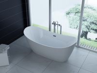 freistehende Luxus Acryl-Badewanne 170x80cm elegant inkl. Siphon und Überlaufschutz leicht zu pflegende Oberfläche extra starker Rahmen Weiß