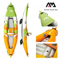 Aqua Marina Kajak 312x83 cm für 1 Person mit Luftsitz verstellbarer Lehne Transporttasche Reparaturset und Handpumpe strapazierfähig Grün-Weiß-Orange