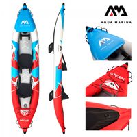 Aqua Marina Kajak 412x83 cm für 2 Personen mit Luftsitz verstellbarer Lehne Transporttasche Reparaturset und Handpumpe strapazierfähig Blau/Weiß/Rot