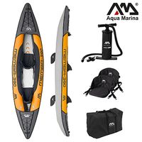 Aqua Marina Kajak 390x90 cm für 2 Personen mit Luftsitz verstellbarer Lehne Transporttasche Reparaturset Handpumpe strapazierfähig Orange/Anthrazit