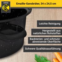 Emaillierter Gansbräter gesprenkelt mit Deckel, 34 cm
