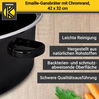 Emaillierter Gansbräter gesprenkelt mit Chromrand und Deckel, 42 cm