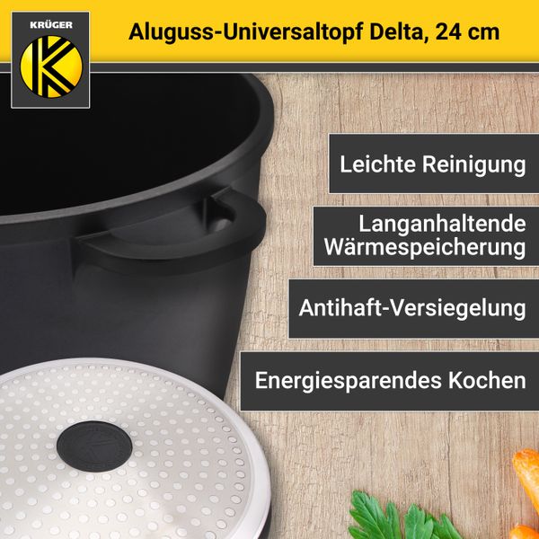 Aluguss Universaltopf DELTA mit Deckel, 24 cm
