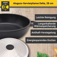 Aluguss Servierpfanne DELTA rund mit Deckel, 28 cm