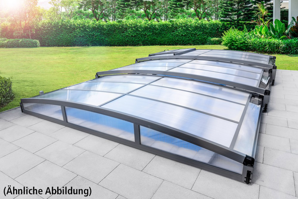 Poolüberdachung "Pollensa" aus Aluminium, ca. 8,81 x 4,72 x 0,92 m