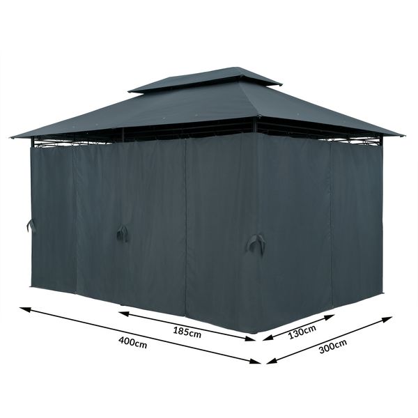 Casaria Pavillon Topas Anthrazit 3x4m UV-Schutz 50+