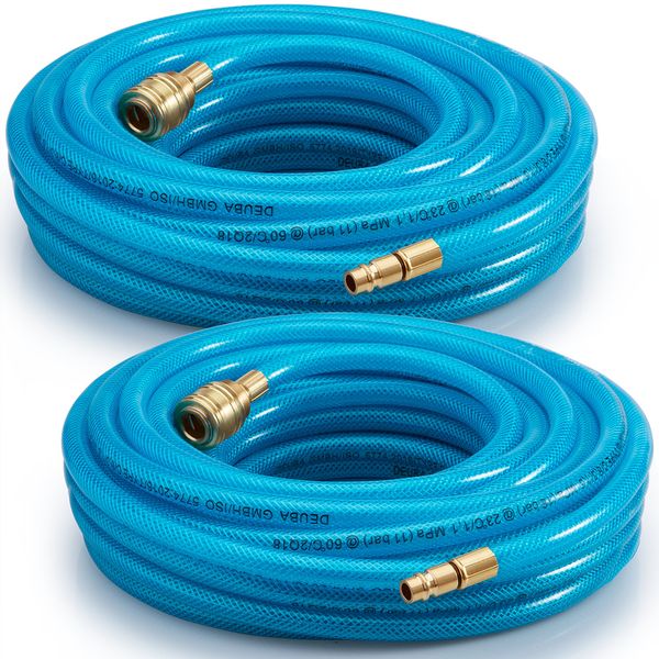 Deuba Druckluftschlauch 2er-Set je 10m Schnellkupplung/Stecker