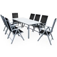 Casaria Garten-Sitzgruppe Bern 9-tlg. Silber Alu Milchglas