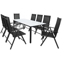 Casaria Garten-Sitzgruppe Bern 9-tlg. Anthrazit Alu Milchglas