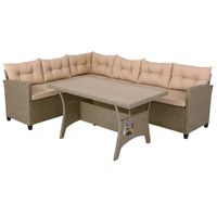 Casaria Polyrattan Ecklounge Creme/Beige inkl. Kissen