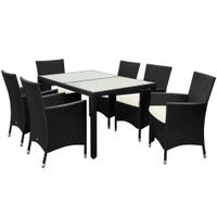 Casaria Polyrattan Sitzgarnitur Bali 13-tlg. Schwarz/Creme