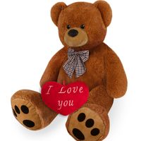 Deuba Plüschtier Teddybär XXL Braun inkl. Herzkissen