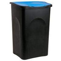 Deuba® Mülleimer Schwarz/Blau Kunststoff 50L