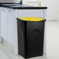 Deuba Mülleimer Schwarz/Gelb Kunststoff 50L