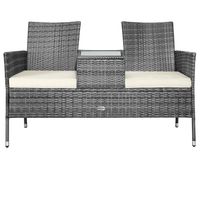 Casaria Polyrattan Kino Bank Grau/Beige 143x64x87cm