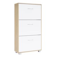 Casaria Schuhschrank Eiche/Weiß 115x60x24cm