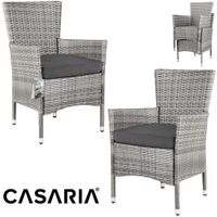 Casaria Polyrattan Gartenstuhl 2er-Set Grau/Anthrazit stapelbar